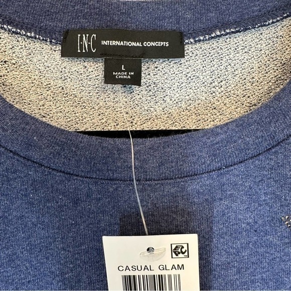 INC International Concepts Ruffled Metallic Star Pull-over Sweatshirt Size L NWT - Picture 5 of 8